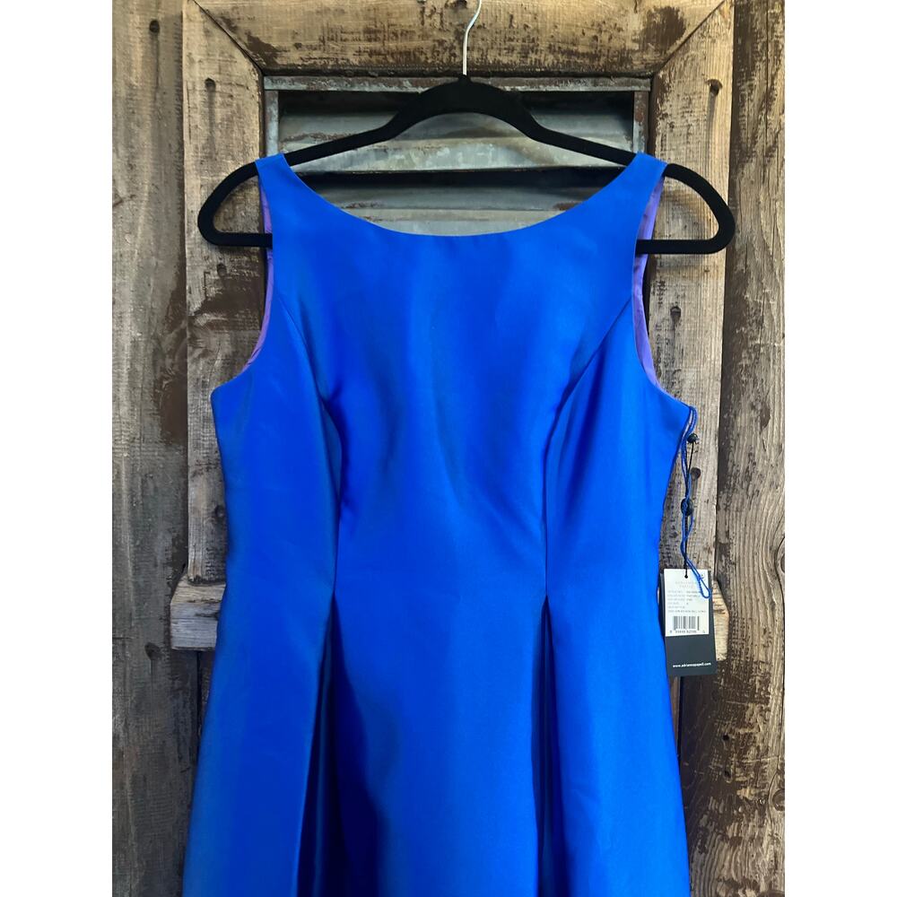 ADRIANNA PAPELL ARCADIA SLEEVELESS HIGH LOW BALL GOWN YVES BLUE SIZE 8 NWT - Picture 5 of 15